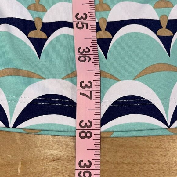 J.McLaughlin Giselle Dress Catalina Cloth Stretch V-neck Mint Navy White Gold Bl - Picture 10 of 10